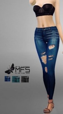 《模拟人生4》女性紧身破洞牛仔裤MOD
